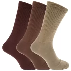 Image of Mens Extra Wide Comfort Fit Wide Feet Diabetic Socks (3 Pairs) (UK 6-11 EURO 39-45) (Brown Shades)