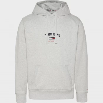 Image of Tommy Jeans Mens Timeless Logo Hoodie - Silver Grey HTR - S