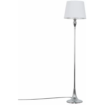 Image of Faulkner Spindle Floor Lamp in Chrome with Aspen Shade - White
