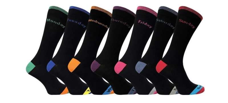 Image of Sock Snob Sock Snob Men 7 Pack Days Of The Week Novelty Cotton Socks in Black Size: 6-11 Black 6-11 Male 5060597071109