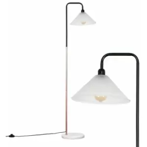 Image of Black & Copper Floor Lamp Shades Marble Base - Frosted
