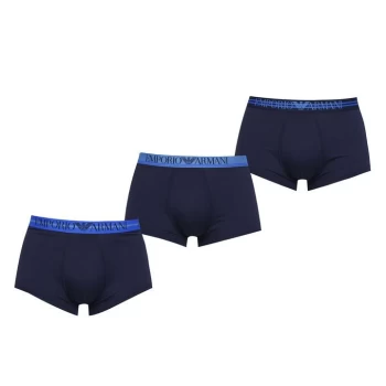 Image of Emporio Armani 3 Pack Mix Trunks - Blue