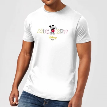 Image of Disney Mickey Mouse Disney Wording Mens T-Shirt - White - XS