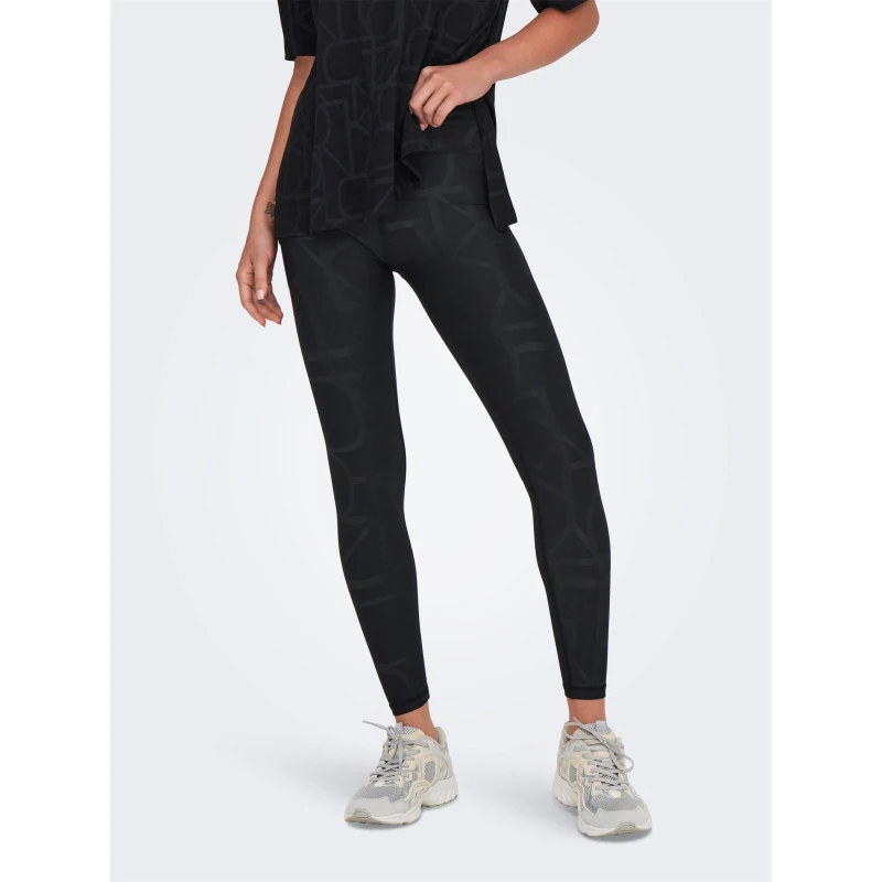 Image of Only Play Womens Logo High Waist Training Leggings Black/Ht Print female 12 (M)