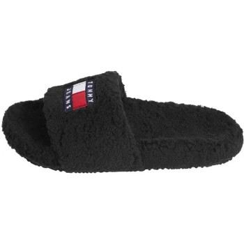 Image of Tommy Jeans Tommy Hilfiger Fur Sliders - Black BDS