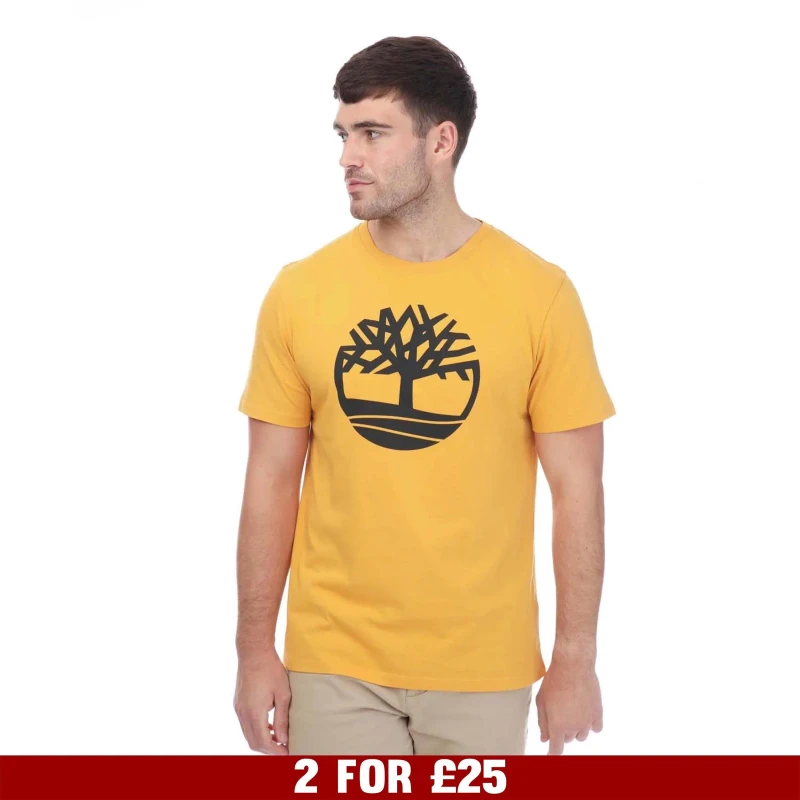 Image of Timberland Tree Logo Short Sleeve T-Shirt - Yellow Yellow S