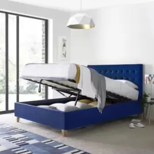 Image of Kingham Blue Velvet Ottoman Bed Double