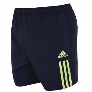 Image of adidas Mens 3-Stripes Badge Swim Shorts - Leg Ink/Slime