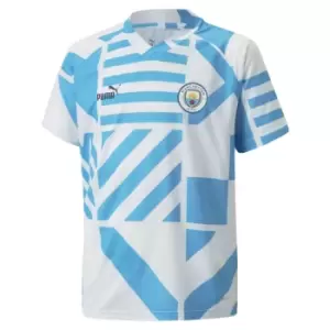 Image of 2022-2023 Man City Pre-Match Jersey (White) - Kids