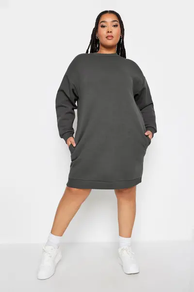 Image of Yours Sweatshirt Dress Charcoal