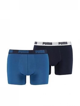 Image of Puma Basic Boxer Shorts (2 Pack) - Navy/Blue, True Blue, Size L, Men