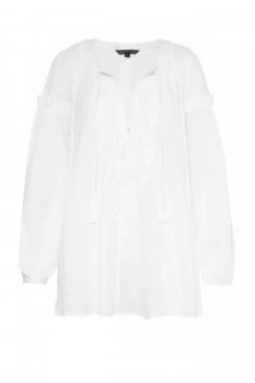 Image of French Connection Edessa Lucknow Folk Top White
