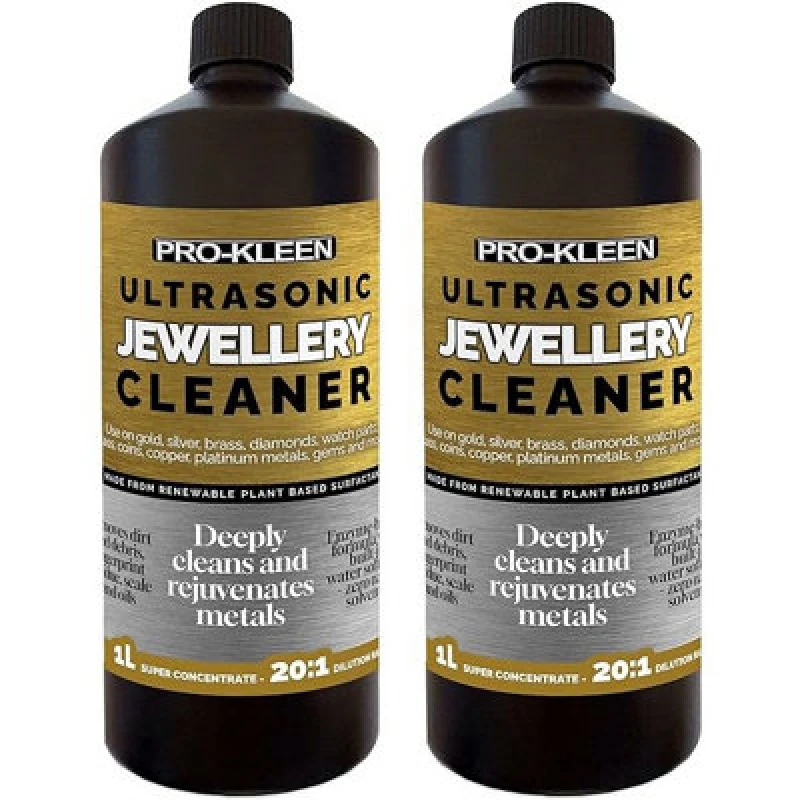Image of ProKleen Ultrasonic Jewellery Cleaner Solution Concentrated Fluid 2 x 1L Clear unisex