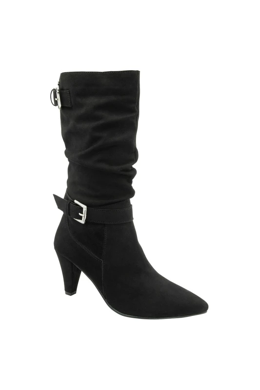 Image of Ravel 'Guise' Suede Stiletto-Heel Mid-Calf Boots Black