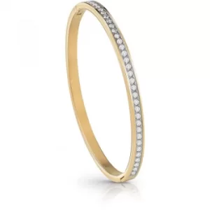 Image of GUESS gold plated bangle with Swarovski crystal pave setting.