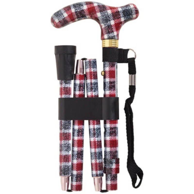 Image of Loops Deluxe Ambidextrous Foldable Walking Cane - 5 Height Settings - Knit Design Multi