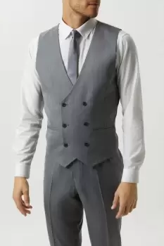 Image of Slim Fit Grey Mini Herringbone Waistcoat