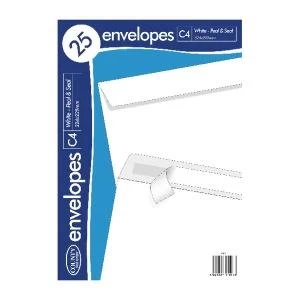 Image of County Stationery C4 25 White Peal and Seal Envelopes 25 Pack of 20