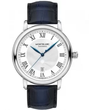 Image of Mont Blanc Star Legacy Silver Dial Leather Strap Mens Watch 119956 119956