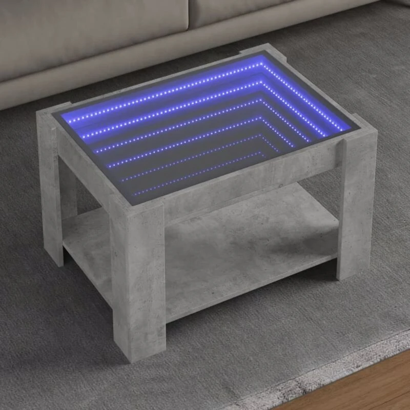 Image of vidaXL Coffee Table with LED Concrete Grey 73x53x45cm Engineered Wood, Grey 847549