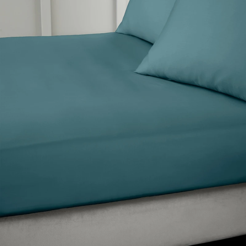 Image of Bianca '400 Thread Count Cotton Sateen' 36cm Depth Sheet Teal