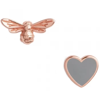 Image of Olivia Burton You Have My Heart Grey & Rose Gold Tone Stud...