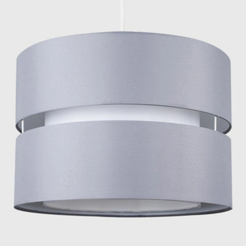 Image of ValueLights ValueLights Sophia Tier Large 35cm Drum Easy Fit Ceiling Light Lamp Shade and Bulb in Grey Size: 14" Grey 14" Unisex 5055759