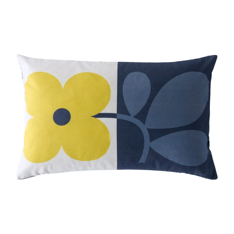 Image of Orla Kiely Floret Microfibre Cushion, Dandelion-denim