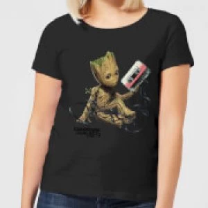 Image of Guardians Of The Galaxy Groot Tape Womens Christmas T-Shirt - Black - M