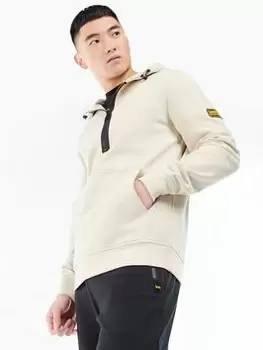 Image of Barbour International Arm Badge Half Zip Hoodie, Beige Size XL Men