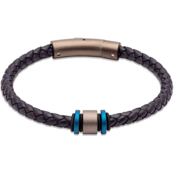 Image of Unique & Co. Navy Leather Bracelet with Gunmetal IP Plated Steel Clasp
