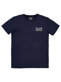 Image of Emporio Armani EA7 Short Sleeve Logo T-Shirt Navy Size 4 Years Boys