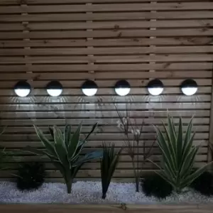 Image of 11cm Set of 6 LED Outdoor Solar Wall Mounted Fence Lights