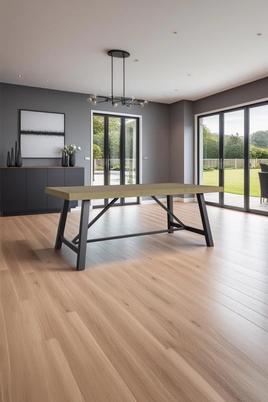 Image of FWStyle FWStyle 2M Solid Pine Modern Fixed Top Dining Table in Brown Brown One Size Unisex 5056413124074