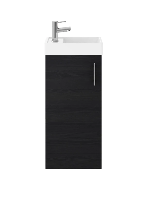 Image of Balterley Cloakroom Floor Standing 1 Door Vanity Unit Basin Charcoal Black 400mm Black