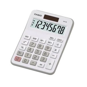 Image of Casio Calculator Desktop BatterySolar Powered 8 Digit 4 Key Memory 103x31x137mm White