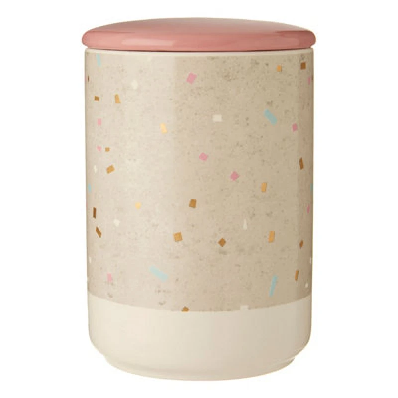 Image of Orsina Large Fine Earthenware Grey White Storage Canister,speckle Kitchen Storage Container With Airtight Lid