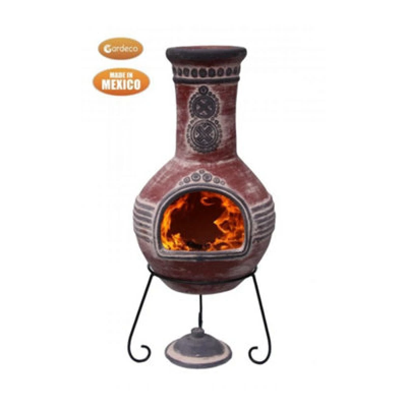 Image of Gardeco Azteca X-Large Mexican Chimenea In Red And Grey