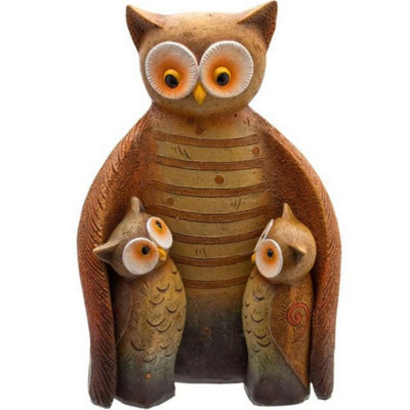 Image of Something Different Something Different Owl Family Resin Ornament in Brown Brown One Size Unisex 5059000011887