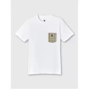 Image of Pretty Green Raglan Check Pocket T-Shirt - White