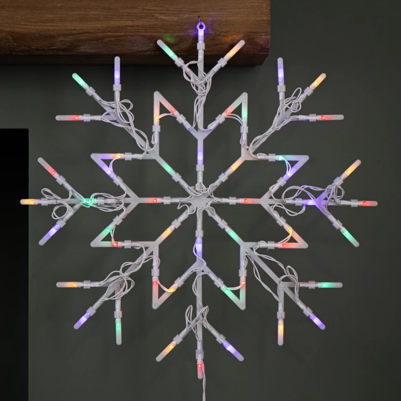 Image of 34cm Battery Operated Light up Christmas Snowflake with 50 Multi-Coloured LEDs