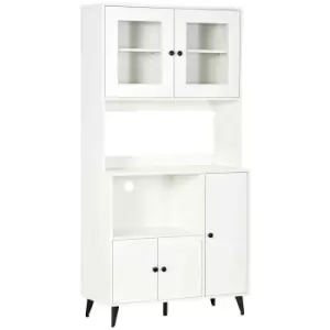 Image of HOMCOM Freestanding Kitchen Storage Cabinet Cupboards Adjustable Shelves - White