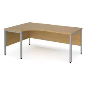 Image of Office Desk Left Hand Corner Desk 1800mm Oak Top With Silver Frame 1200mm Depth Maestro 25 MB18ELSO