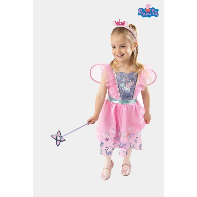 Image of Peppa Pig Girl's Officially Licensed Fairy Princess Dress With Tiara & Wand Girls Costume Fancy Dress, Parties, & Role Play Ages 1 - 6 Pink Female