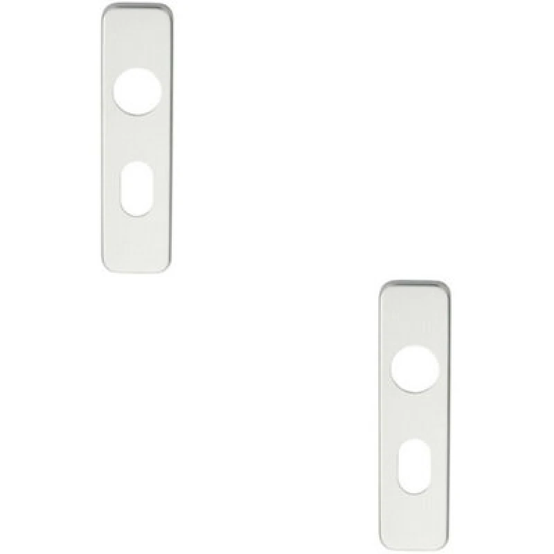 Image of Loops 2x PAIR Door Handle Oval Backplate for Safety Levers 154 x 40mm Satin Aluminium Multi