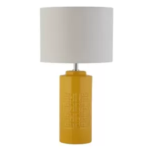 Image of Cylinder Shape Ochre Ceramic Table Lamp
