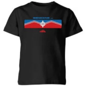 Image of Captain Marvel Sending Kids T-Shirt - Black - 3-4 Years