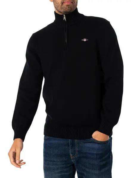 Image of Gant Casual Cotton Half Zip Sweatshirt Black S