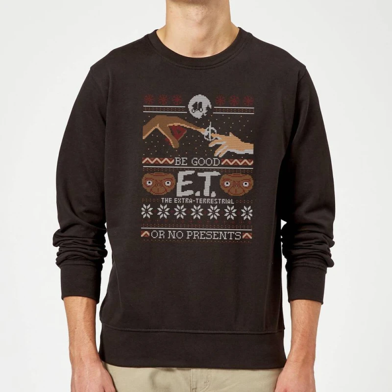Image of E.T. the Extra-Terrestrial Be Good or No Presents Christmas Sweatshirt - Black - M