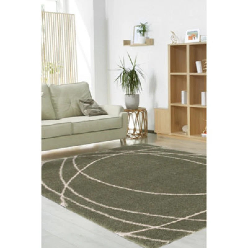 Image of Homemaker Aura Squiggle Rug Sage Green Shaggy Rugs 120x170cm Green 41393515125